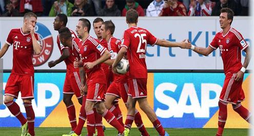 بايرن ميونيخ يفوز على هوفنهايم 2/ 1 ويعادل الرقم القياسي لهامبورج بالدوري الالماني